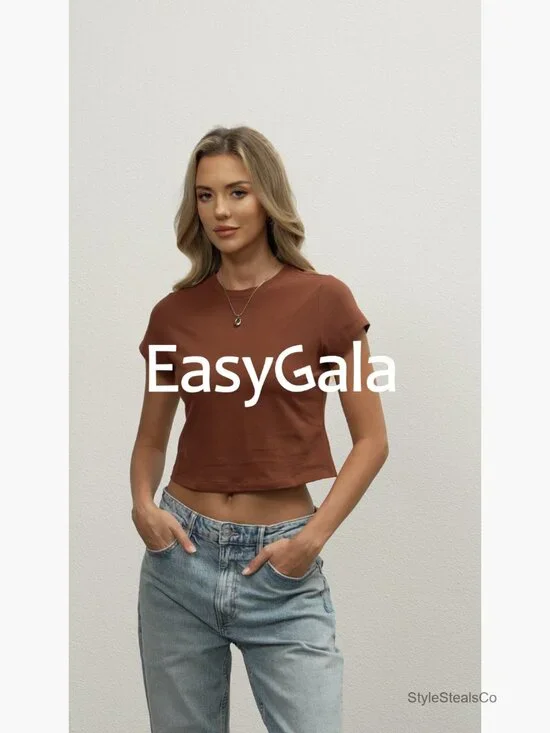 Slim Fit Cotton Crop Top Tee Short Sleeve Crewneck Summer Basic - Picture 7 of 7